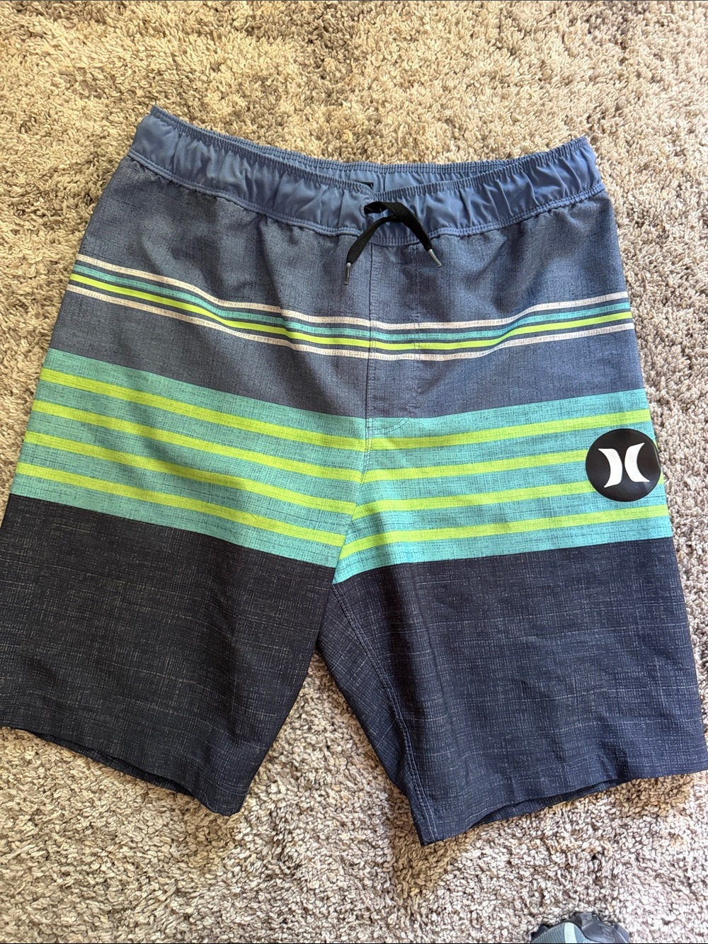 Hurley Men’s Blue & Green Striped Hybrid Shorts